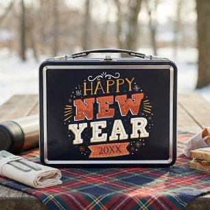 Benutzerdefiniertes Vintage-Frohes-Silvester-Desig Metall Brotdose