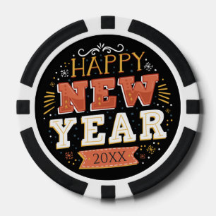 Benutzerdefiniertes Vintage-Frohes-Silvester-Desig Pokerchips