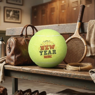 Benutzerdefiniertes Vintage-Frohes-Silvester-Desig Tennisbälle