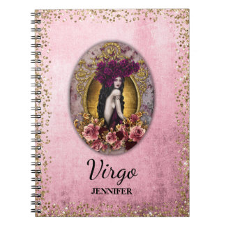 Benutzerdefiniertes Vintage-Jungfrau-Rosa-Gold-Gli Notizblock