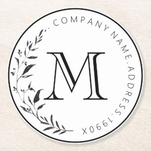 Benutzerdefiniertes Vintage-Kranz-Monogramm Runder Pappuntersetzer