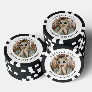 Benutzerdefiniertes Vintage Retro-Foto-Geburtstag Pokerchips
