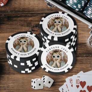 Benutzerdefiniertes Vintage Retro-Foto-Geburtstag Pokerchips