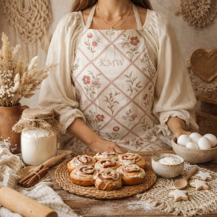 Benutzerdefiniertes Vintage-Rosa Blumenrankenmuste Schürze