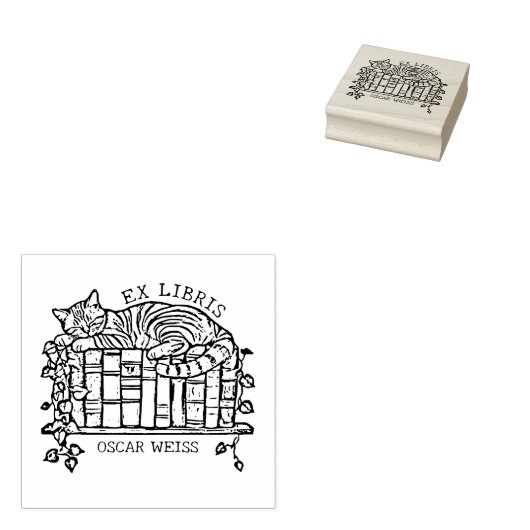 Benutzerdefiniertes Vintages Cat Sleeping-Buchzeic Gummistempel (Stempel)