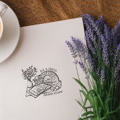 Benutzerdefiniertes Vintages Cat Sleeping-Buchzeic Gummistempel