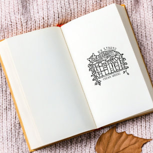 Benutzerdefiniertes Vintages Cat Sleeping-Buchzeic Gummistempel