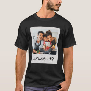 Benutzerdefiniertes Vintages Foto und Jahr Schwarz T-Shirt