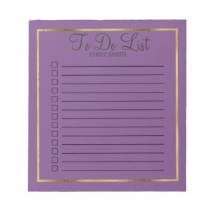Benutzerdefiniertes Violett Lila und Gold für Note Notizblock
