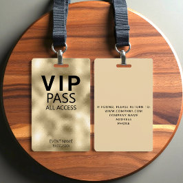 Benutzerdefiniertes VIP All Access Event Gold Foil Ausweis