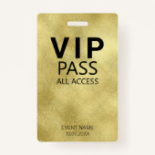 Benutzerdefiniertes VIP All Access Event Gold Foil Ausweis (Vorderseite)