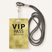 Benutzerdefiniertes VIP All Access Event Gold Foil Ausweis (Vorderseite mit Schlüsselband)
