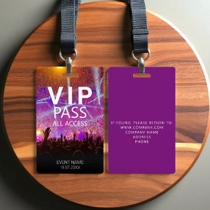 Benutzerdefiniertes VIP All Access Event Lila Abze Ausweis