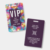 Benutzerdefiniertes VIP All Access Pass QR Code Di Ausweis (Vorder- & Rückseite)