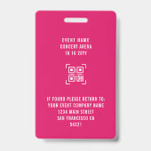 Benutzerdefiniertes VIP All Access Pass QR Code Di Ausweis (Rückseite)