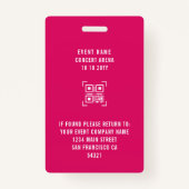 Benutzerdefiniertes VIP All Access Pass QR Code Di Ausweis (Rückseite)