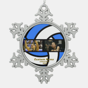 Benutzerdefiniertes Volleyball personalisiertes Fo Schneeflocken Zinn-Ornament