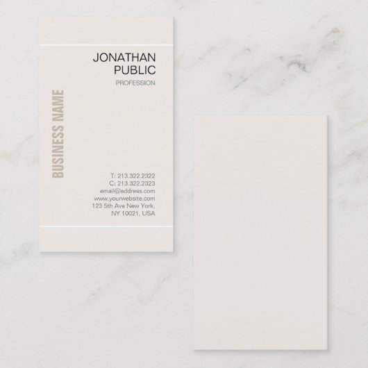 Benutzerdefiniertes Vorlagendesign Moderne elegant Visitenkarte (Vorne/Hinten)