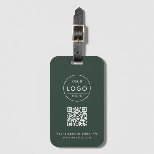 Benutzerdefiniertes Waldgrün-Logo QR Creme Gepäckanhänger (Vorderseite Vertikal)