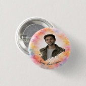 Benutzerdefiniertes Wasserfarbe-Foto Valentinsgesc Button (Vorne & Hinten)