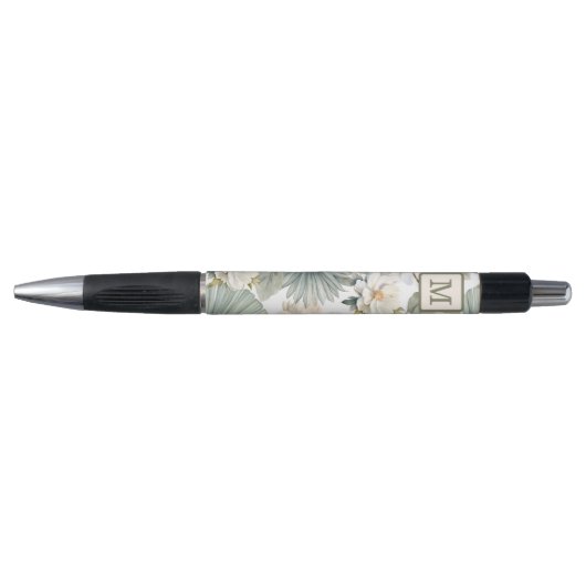 Benutzerdefiniertes Wasserfarben-Blumenmonogramm Kugelschreiber (Vorderseite)