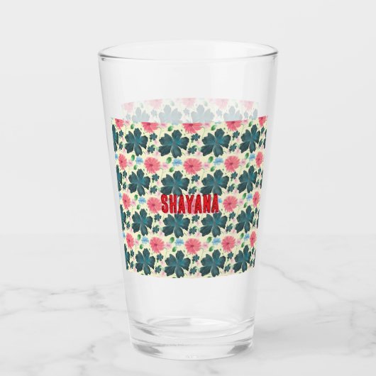 Benutzerdefiniertes Wasserfarben-Blumenmuster-Gesc Glas (Vorderseite)