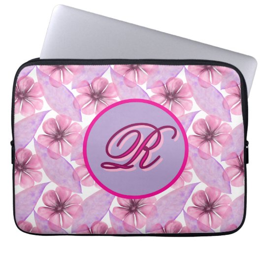 Benutzerdefiniertes Wasserfarben-Blumenmuster-Post Laptopschutzhülle (Vorderseite)
