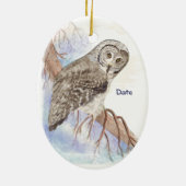 Benutzerdefiniertes Wasserfarben-Owl Behalten Einf Keramik Ornament (Hinten)