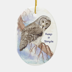 Benutzerdefiniertes Wasserfarben-Owl Behalten Keramik Ornament
