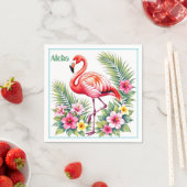 Benutzerdefiniertes Wasserfarben-Rosa-Flamingo-Blu Serviette (Beispiel)
