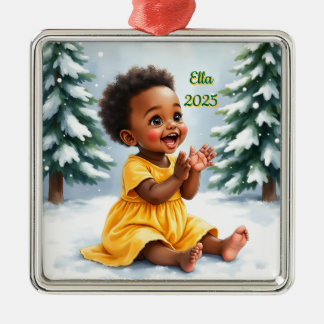 Benutzerdefiniertes Weihnachten Baby Mädchen sitzt Ornament Aus Metall