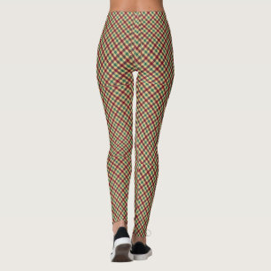 Benutzerdefiniertes Weihnachten Karmesinrot karier Leggings