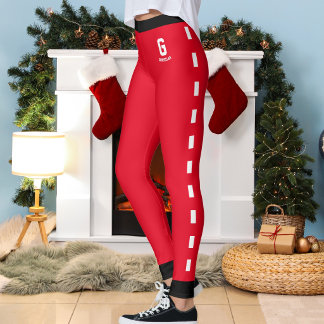 Benutzerdefiniertes Weihnachten Rot Schwarz Weiß M Leggings