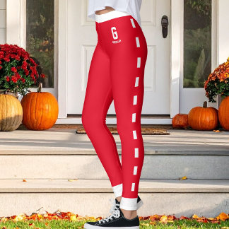 Benutzerdefiniertes Weihnachten Rot Weiß Muster Na Leggings