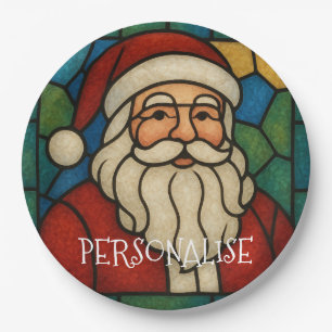 Benutzerdefiniertes Weihnachten Santa Art Deco Bun Pappteller