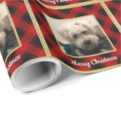 Benutzerdefiniertes Weihnachts-Foto Rot und Schwar Geschenkpapier (Rolleneckpunkt)
