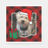 Benutzerdefiniertes Weihnachts-Foto Rot und Schwar Serviette (Vorderseite)