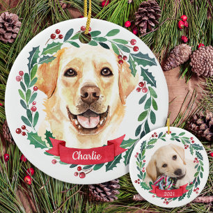 Benutzerdefiniertes Weihnachts-Haustier-Hund-Foto Keramik Ornament