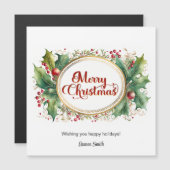 Benutzerdefiniertes Weihnachts-Skript in Gold Flor Magnetkarte (Vorne/Hinten)