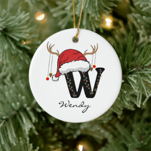 Benutzerdefiniertes Weihnachtsalphabet-Monogramm-M Keramik Ornament