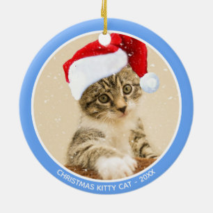Benutzerdefiniertes Weihnachtsbaby-Kätzchen-Foto Keramik Ornament