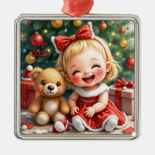 Benutzerdefiniertes Weihnachtsbaby Mädchen Cute Bi Ornament Aus Metall