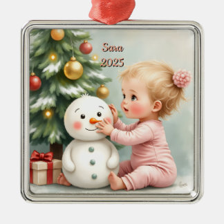 Benutzerdefiniertes Weihnachtsbaby Mädchen Süß Ornament Aus Metall