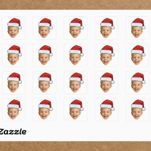 Benutzerdefiniertes Weihnachtsfoto   Gesicht mit S Quadratischer Aufkleber