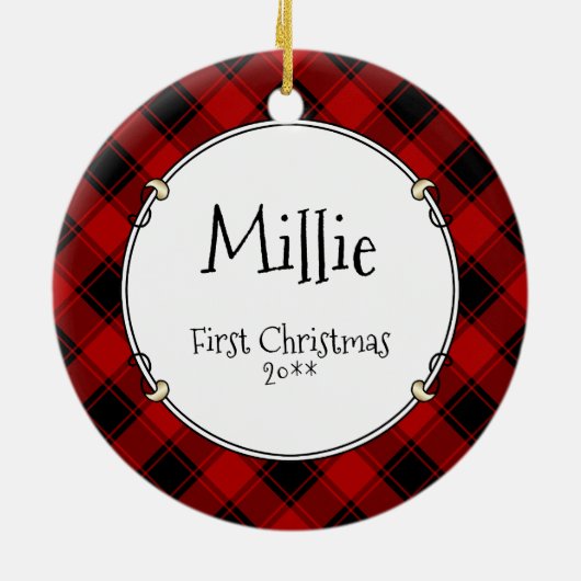 Benutzerdefiniertes Weihnachtsgebäck Rot und Schwa Keramik Ornament (Hinten)