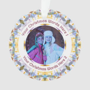 Benutzerdefiniertes Weihnachtsgelb Lila Familienfo Ornament