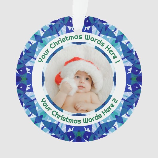 Benutzerdefiniertes Weihnachtsgeschenk mit blau-gr Ornament (Vorderseite)