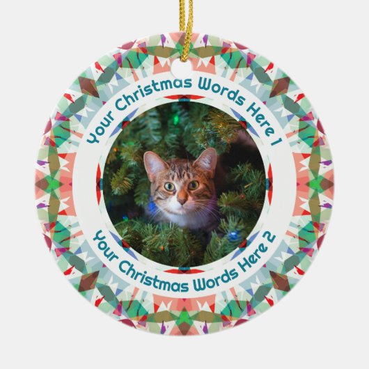 Benutzerdefiniertes Weihnachtsgeschenk mit grünem Keramik Ornament (Vorne)