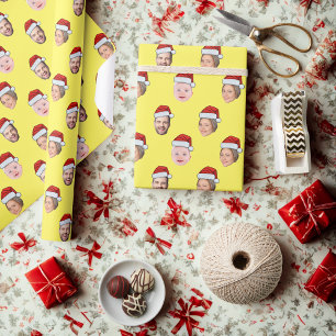 Benutzerdefiniertes Weihnachtsmann-Hut-Gesicht Wei Geschenkpapier