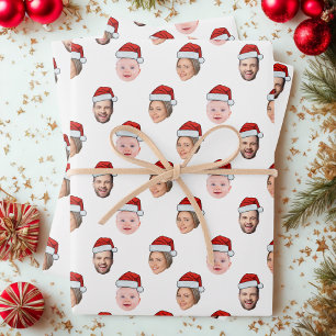 Benutzerdefiniertes Weihnachtsmannhut-Gesicht Weih Geschenkpapier Set